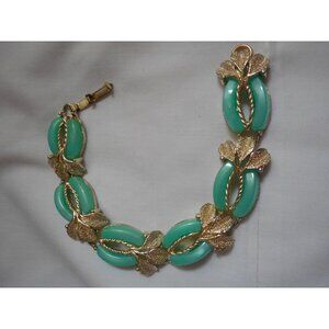 Vintage Ice Blue Silver leaf Bracelet Costume Estate Jewelry unmarked